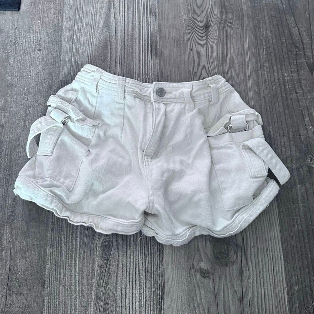 sixty six cargo white vintage y2k shorts